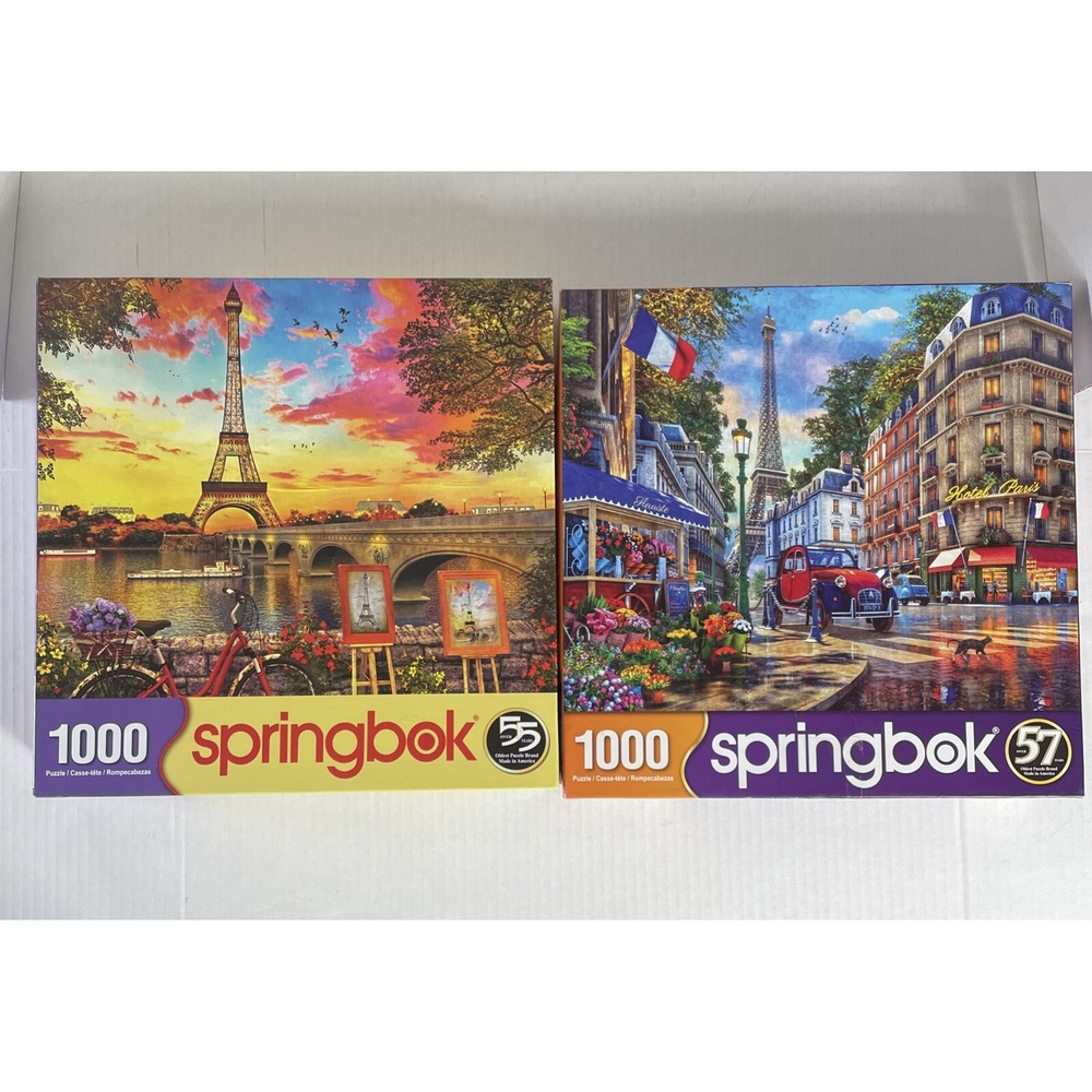 Springbok 1000 Piece Puzzles Paris Sunset Paris Street Life - Picture 1 of 7